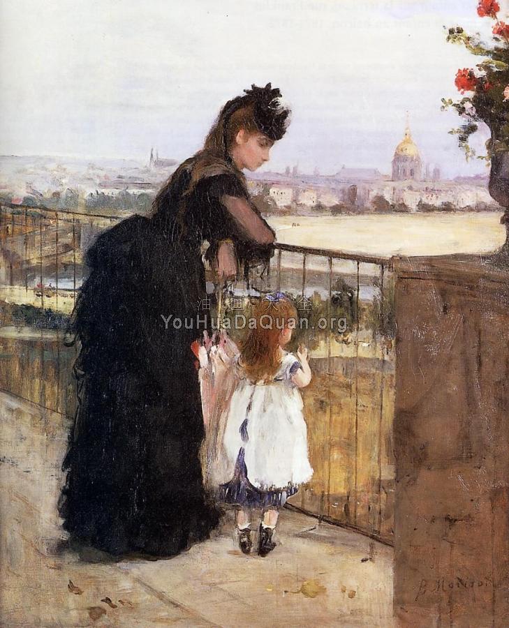 Woman and Child on a Balcony - 贝尔特·摩里索特